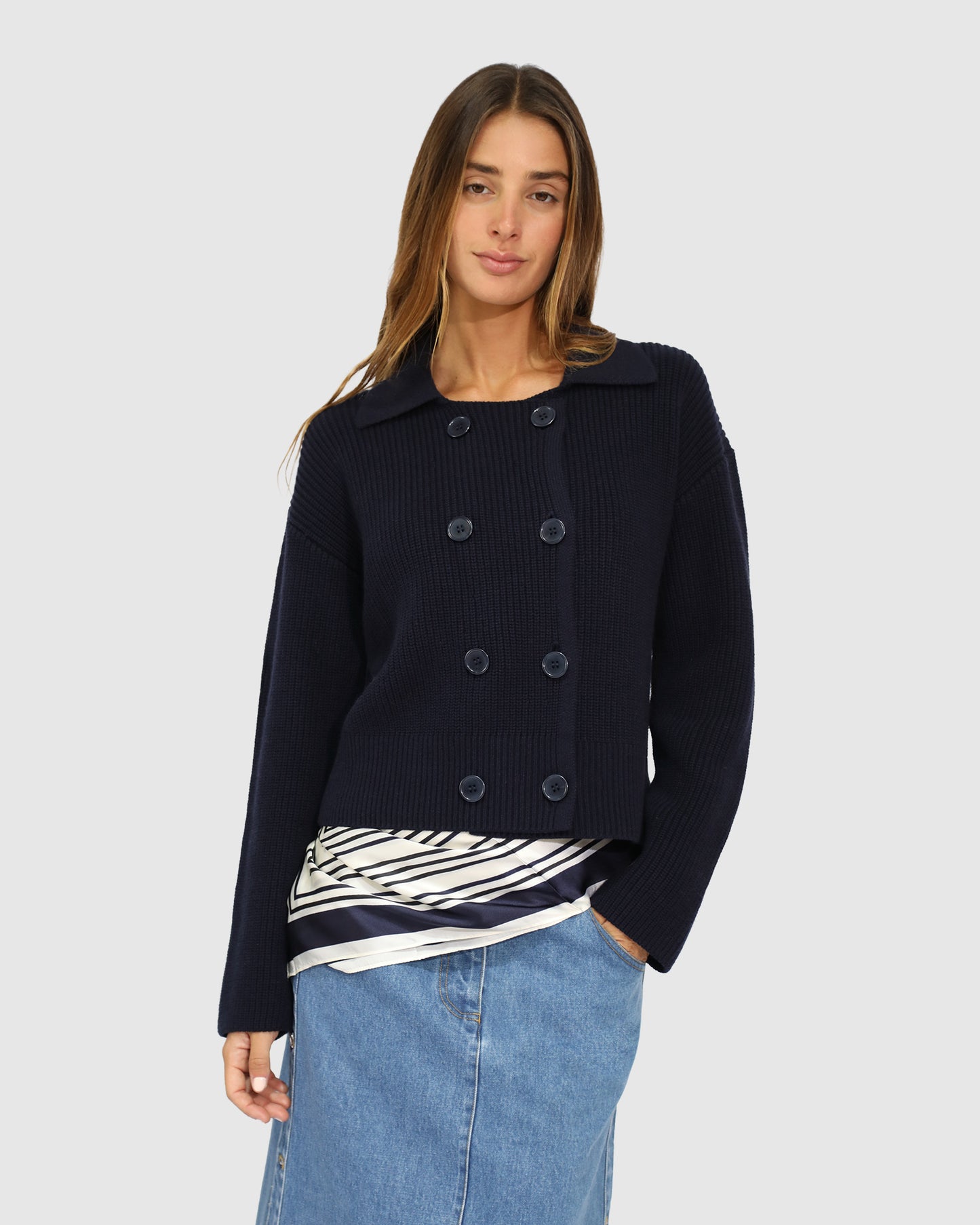 Labyrinth Fashion Scarf - Navy Stripe