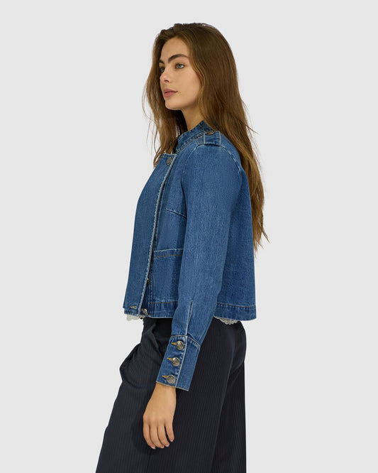 Front Line Military Denim Jacket - Blue Wash