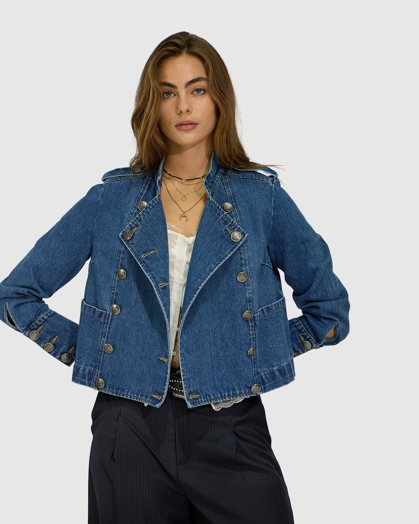 Front Line Military Denim Jacket - Blue Wash