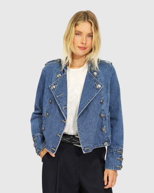 Front Line Military Denim Jacket - Blue Wash