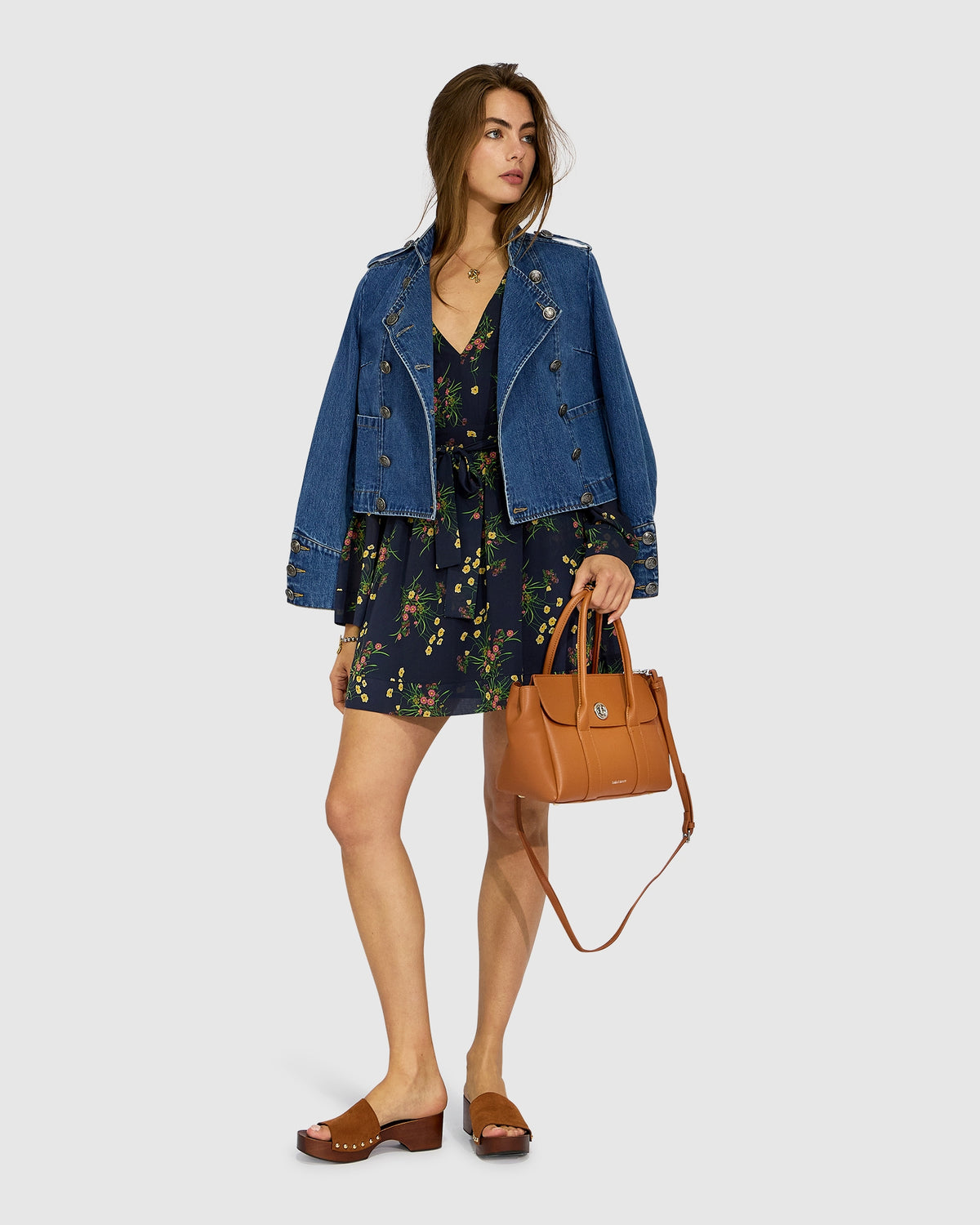 Precision Flared Sleeve Mini Dress - Navy Floral
