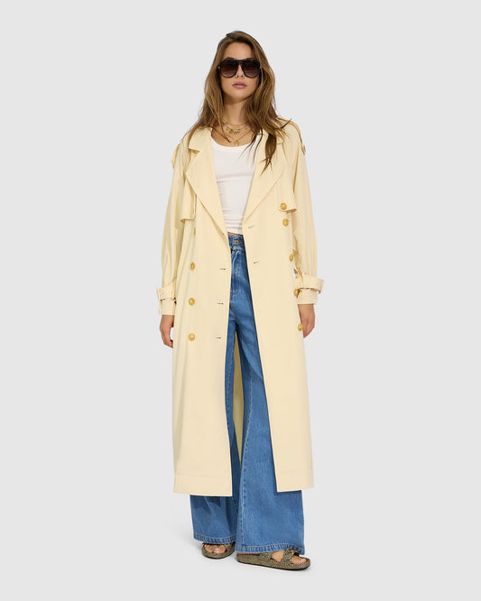 Major Mood Soft Maxi Trench - Butter
