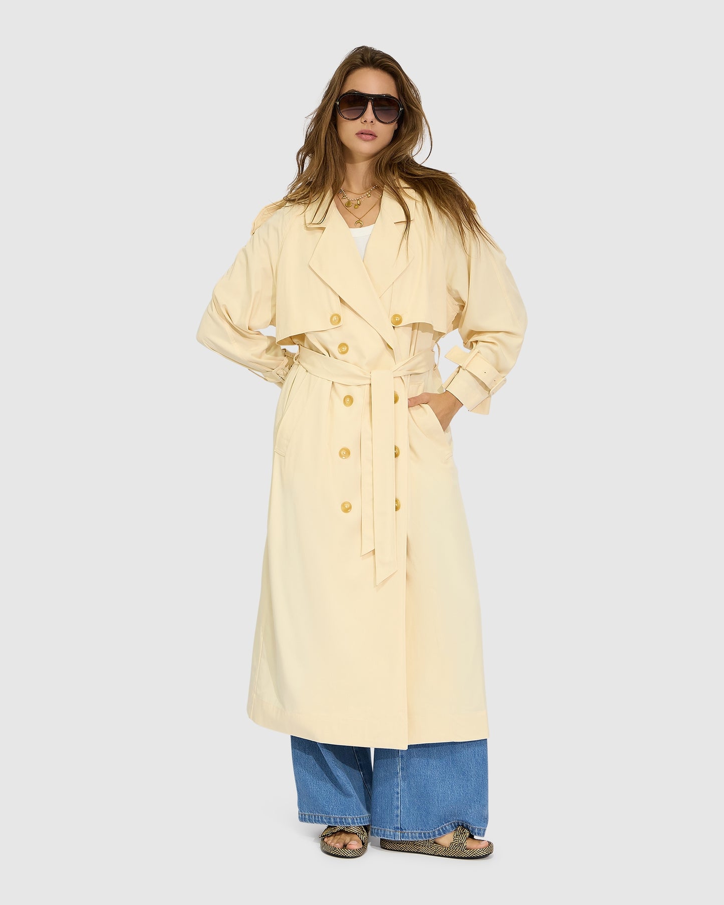 Major Mood Soft Maxi Trench - Butter