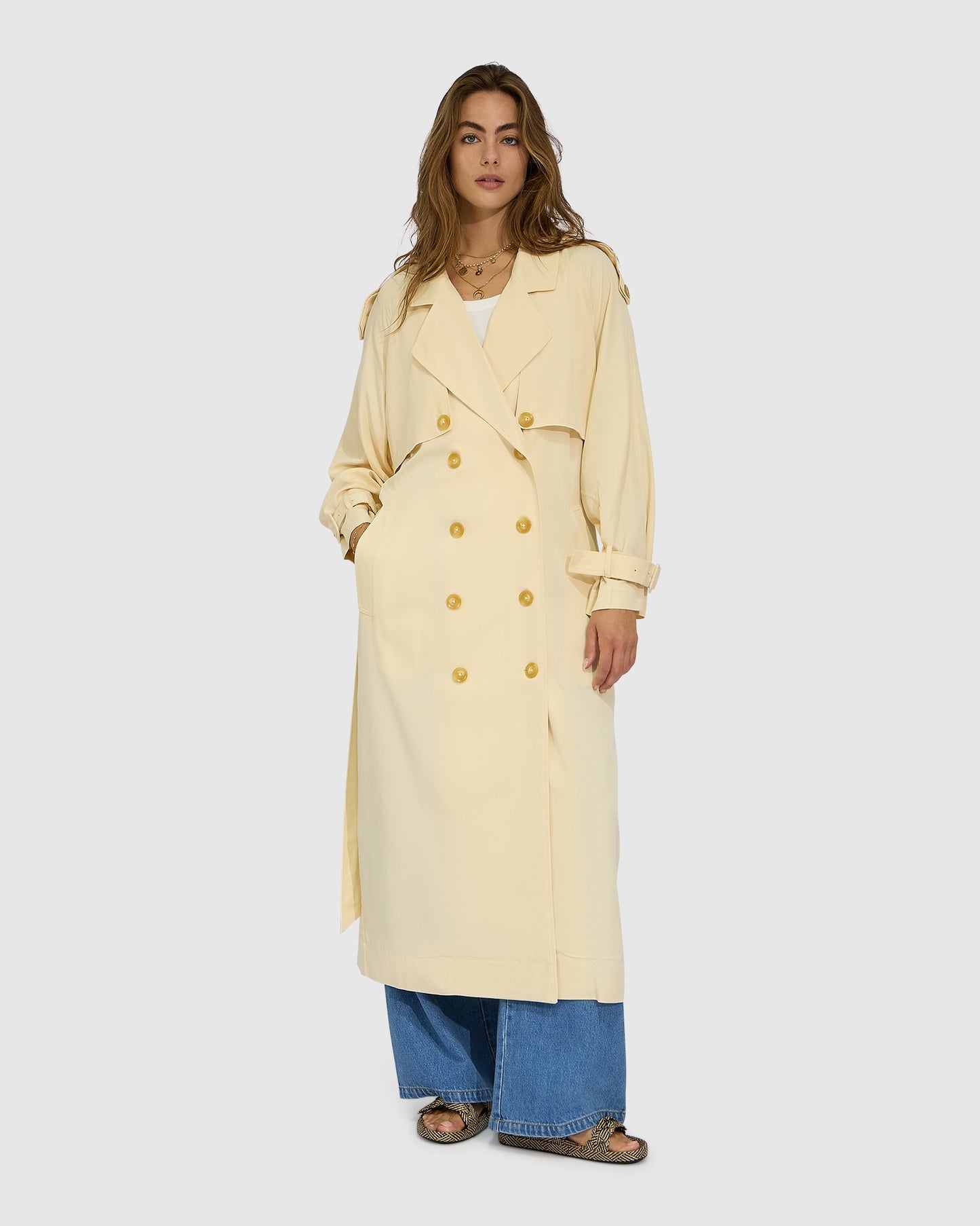 Major Mood Soft Maxi Trench - Butter