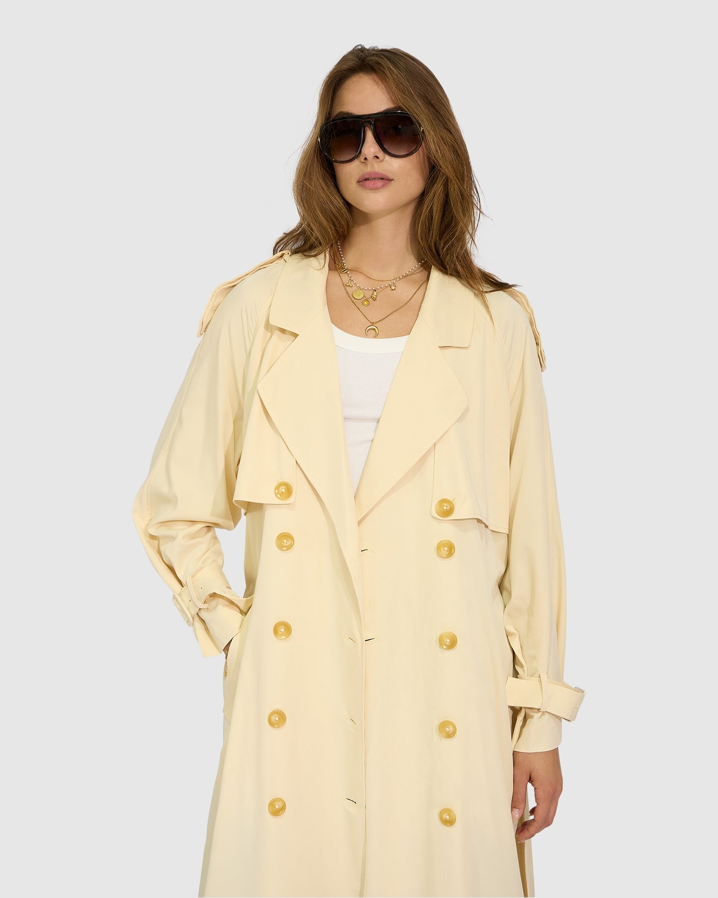 Major Mood Soft Maxi Trench - Butter