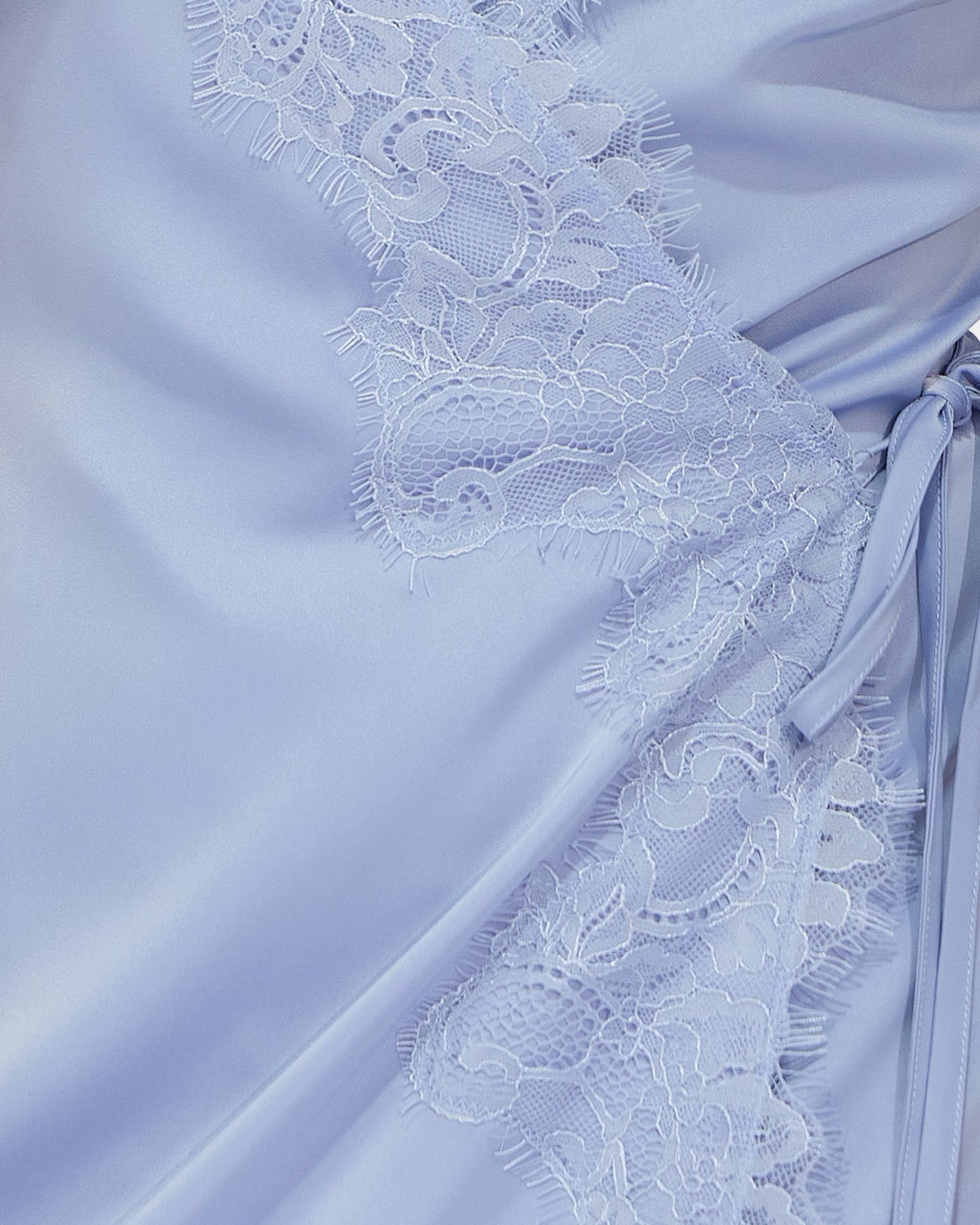 Soft Temptation Lace Trim Wrap Dress - Blue