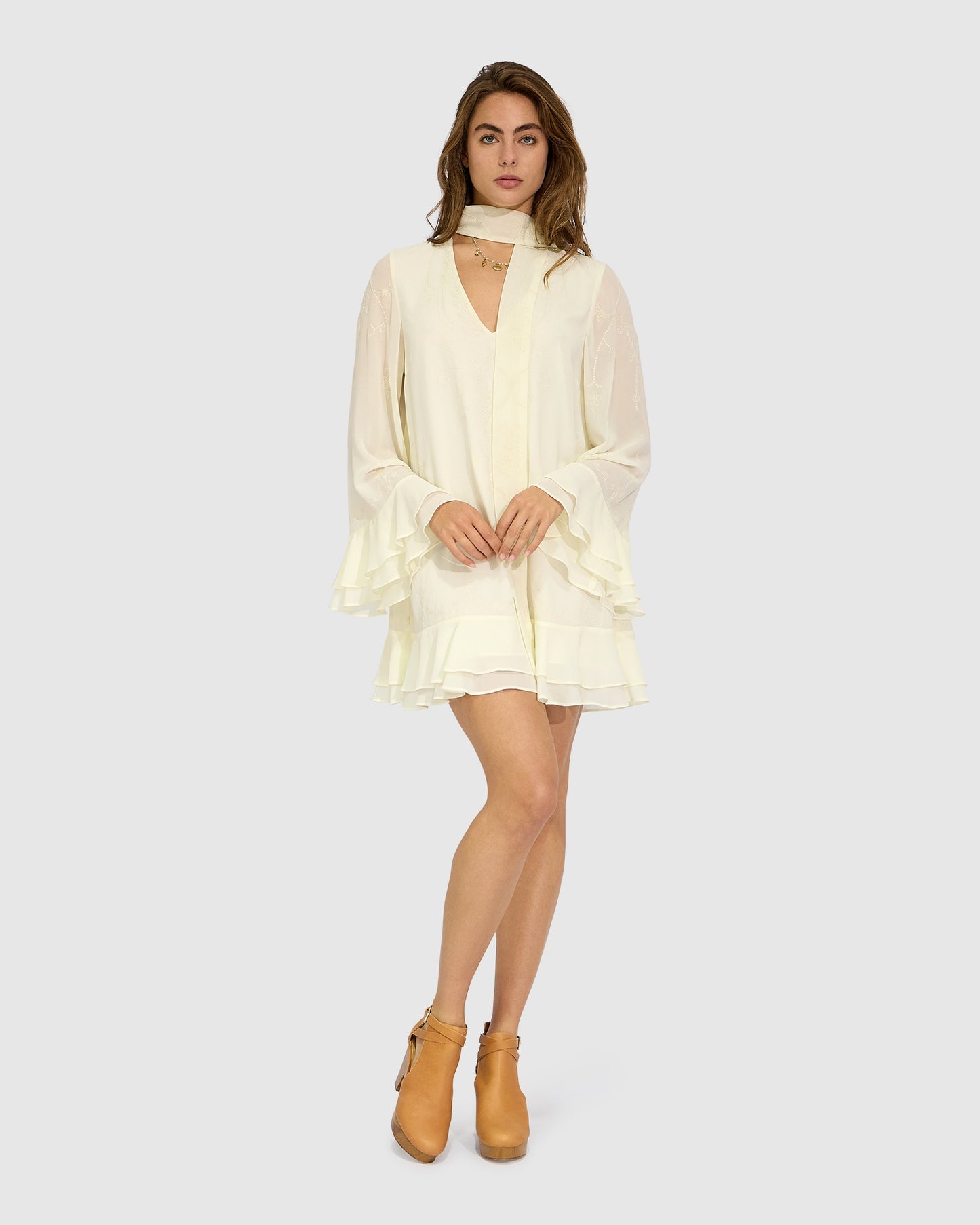 Dream About Me Tie Neck Dress - Lemon