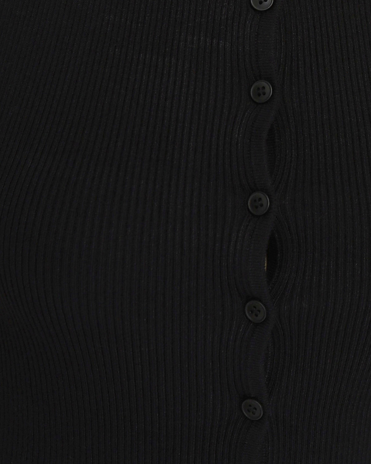 Close To You Ribbed Button Up Sleeveless Vest - Black