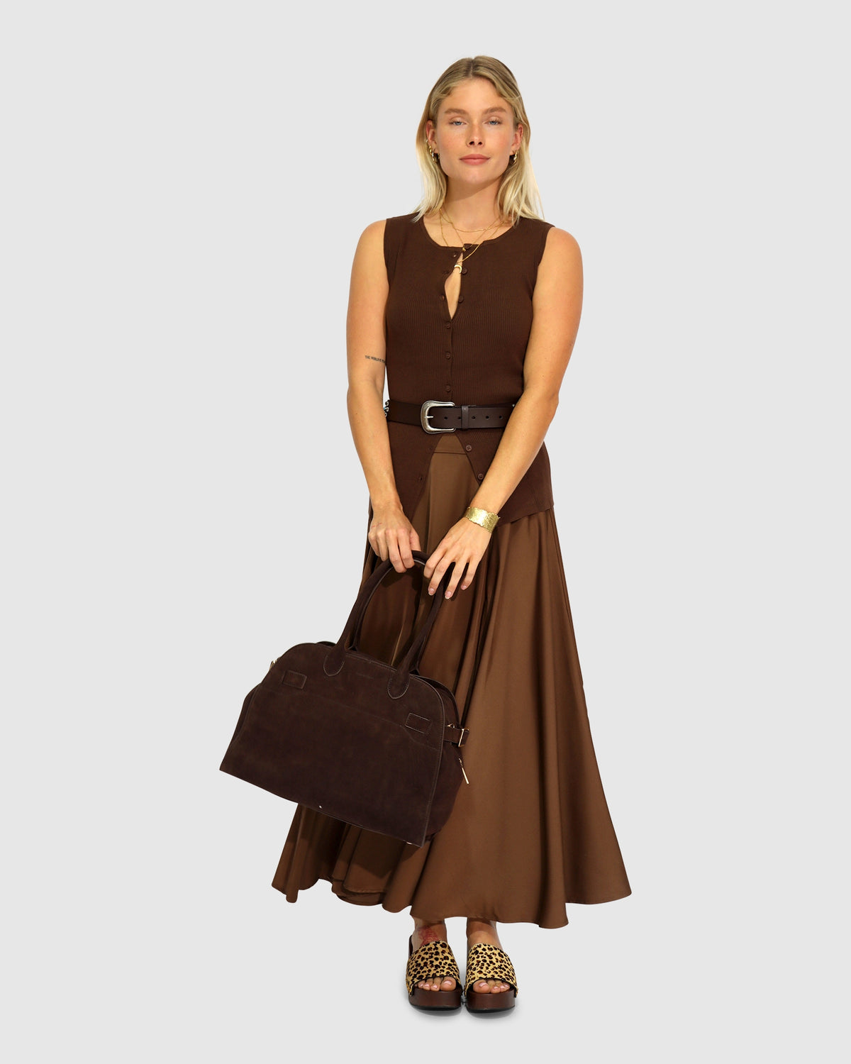 Close To You Ribbed Button Up Sleeveless Vest - Chocolate