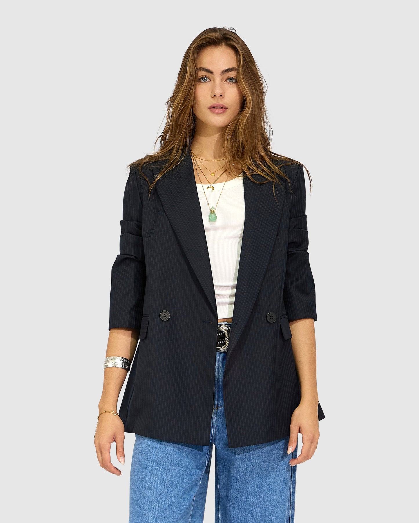 Big Brother Talk Pinstripes Blazer - Navy Pinstripes