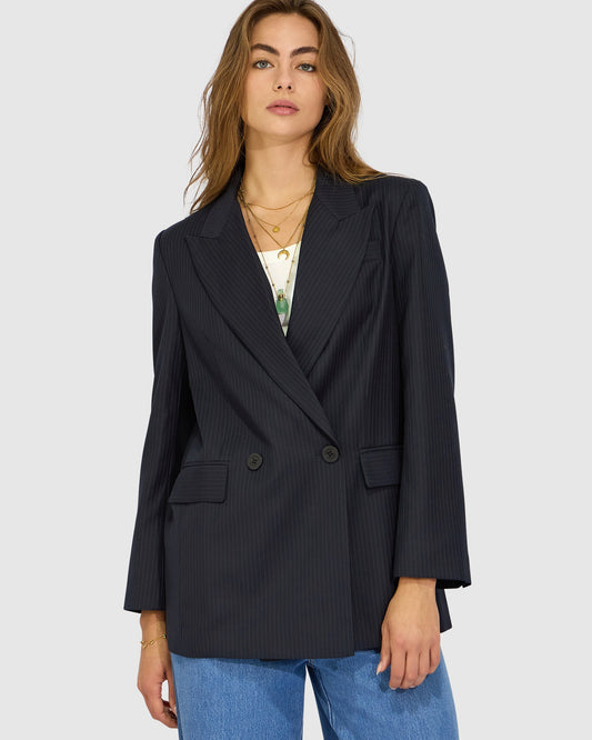 Big Brother Talk Pinstripes Blazer - Navy Pinstripes