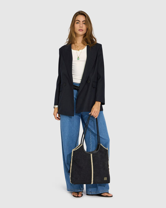 Big Brother Talk Pinstripes Blazer - Navy Pinstripes