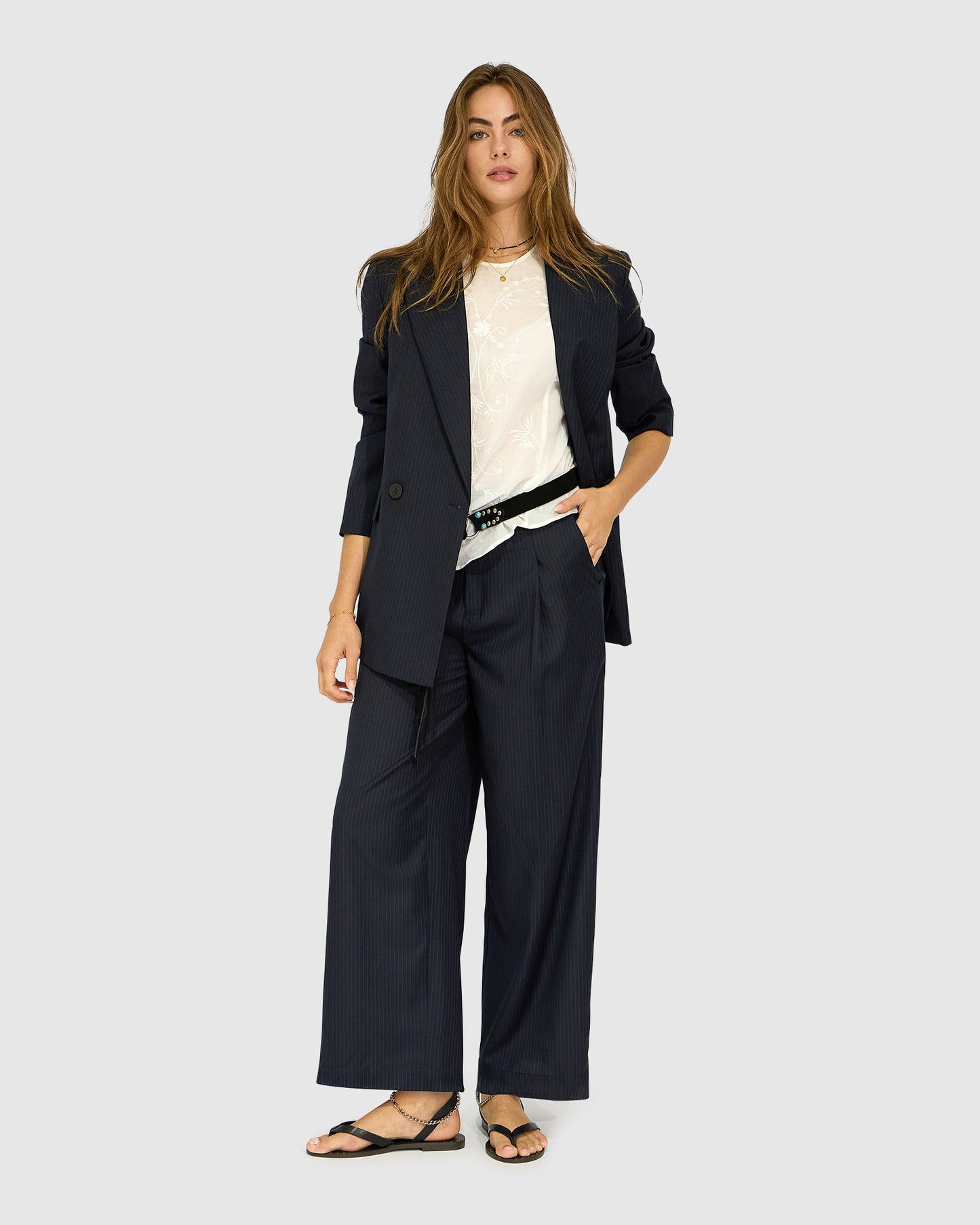 Big Brother Talk Pinstripes Blazer - Navy Pinstripes