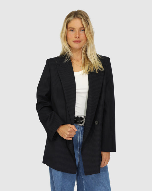 Big Brother Talk Pinstripes Blazer - Navy Pinstripes