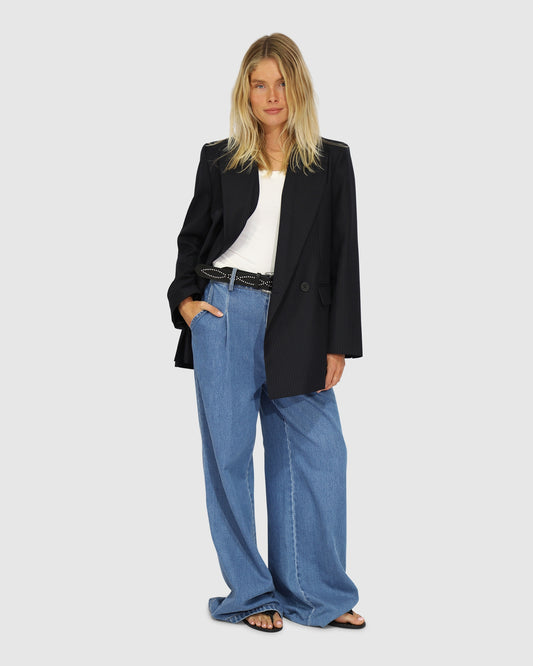 Big Brother Talk Pinstripes Blazer - Navy Pinstripes