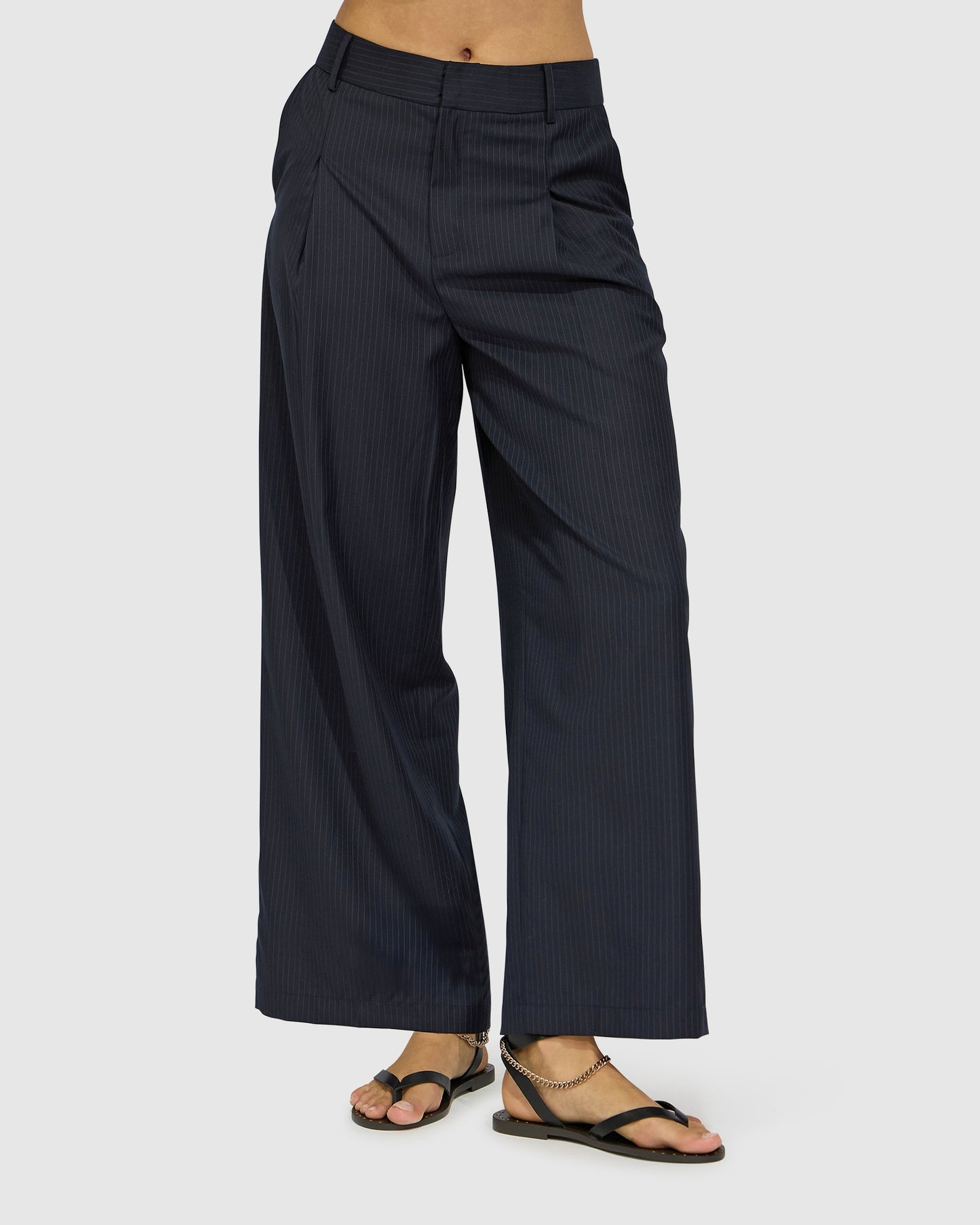 Ready For Your Love Pinstripes Wide Leg Pant - Navy Pinstripes