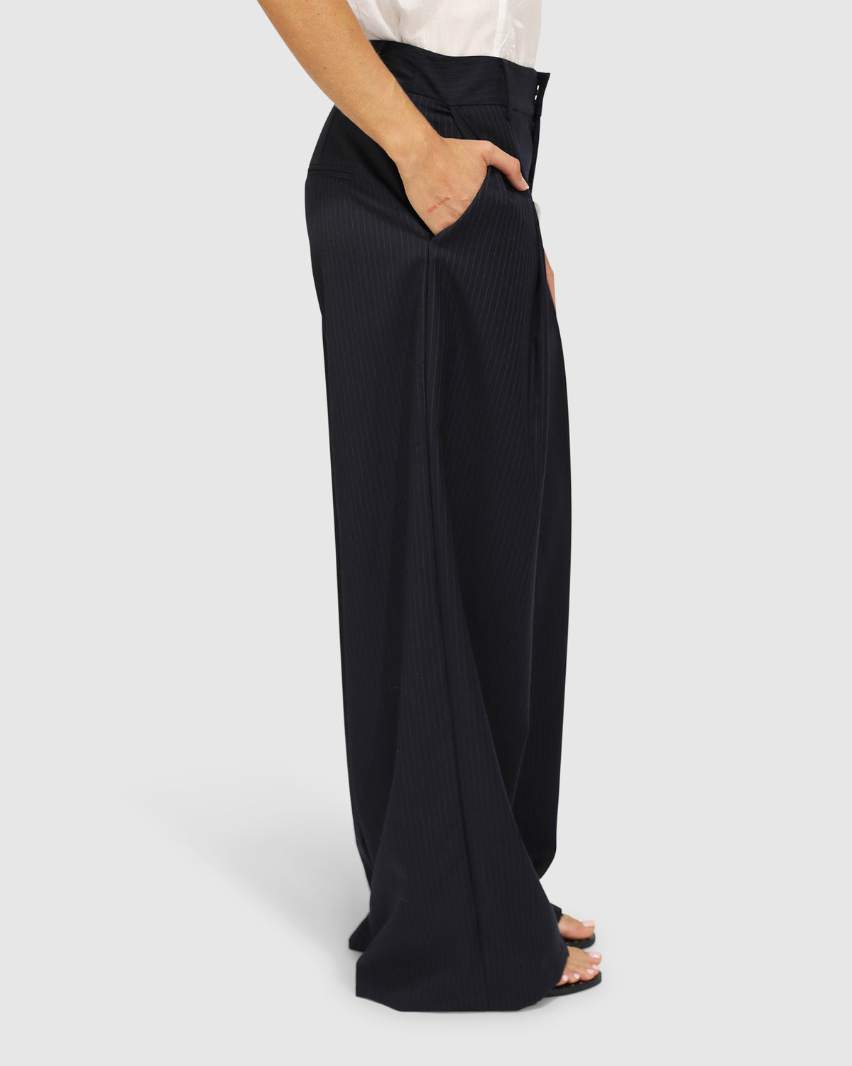 Ready For Your Love Pinstripes Wide Leg Pant - Navy Pinstripes