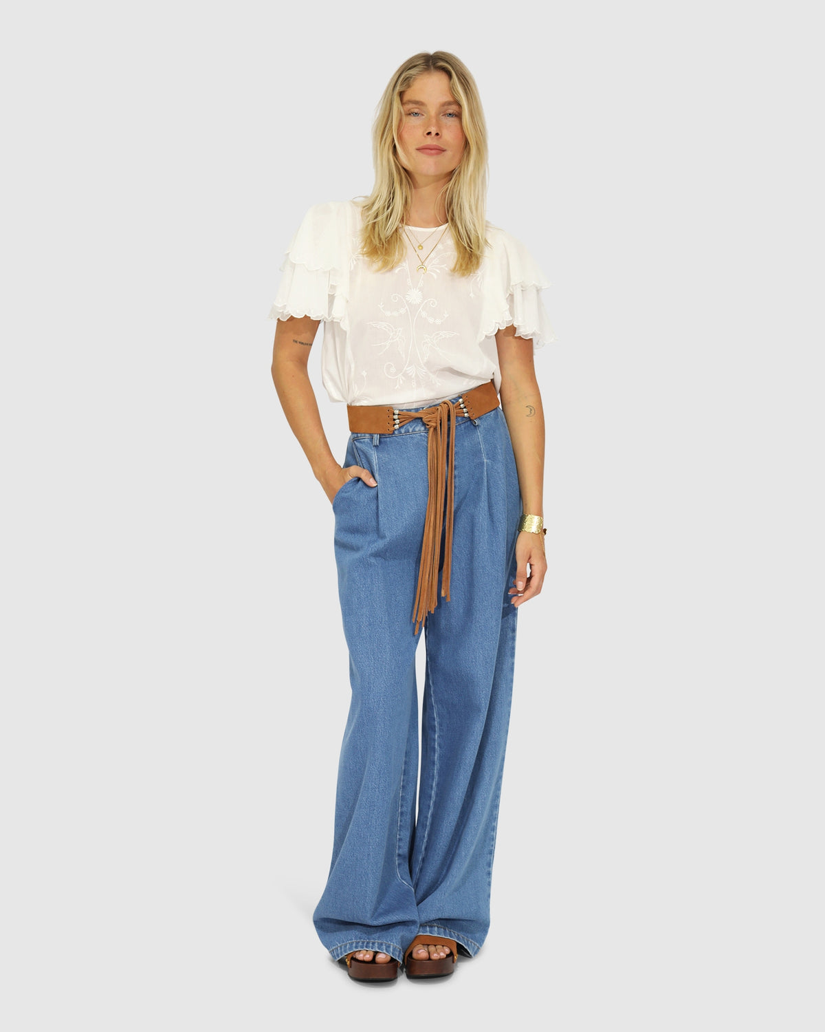 Ready For Your Love Denim Washed Wide Leg Pant - Light Wash