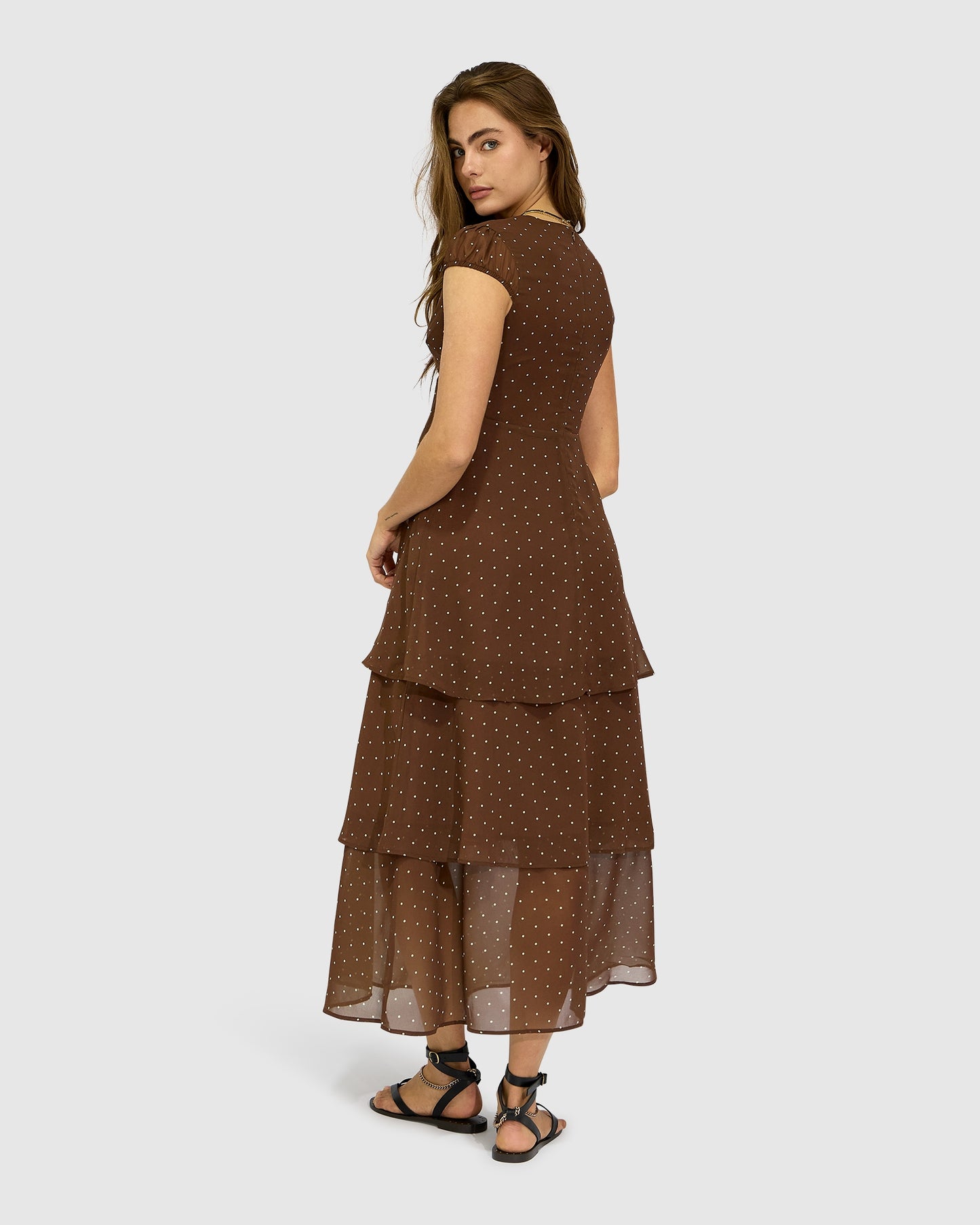 Falling For You Tiered Maxi Dress - Chocolate