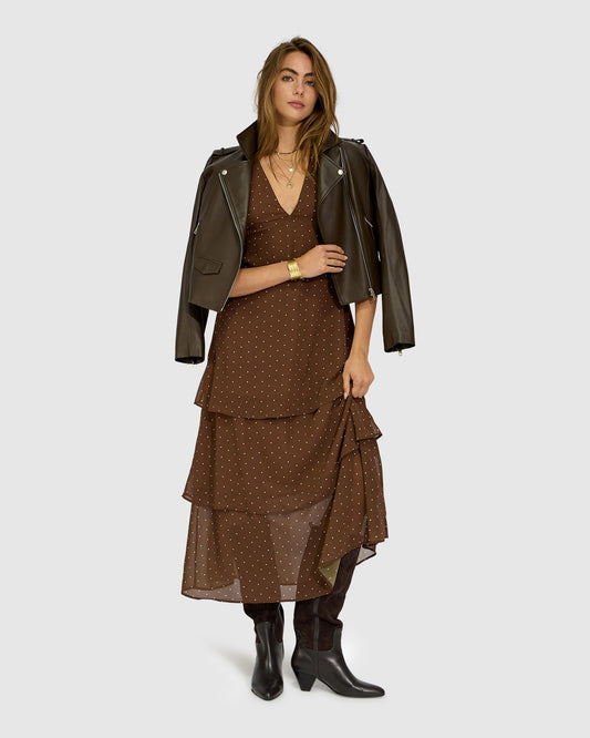 Falling For You Tiered Maxi Dress - Chocolate