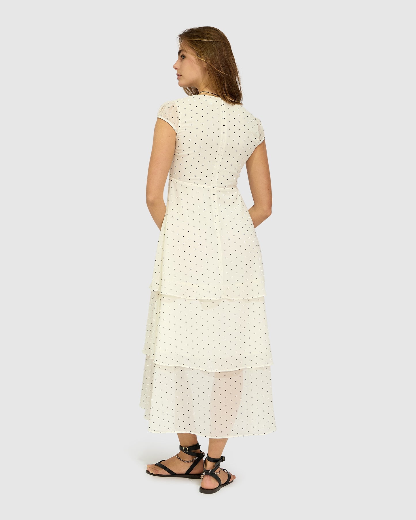 Falling For You Tiered Maxi Dress - Cream/Black
