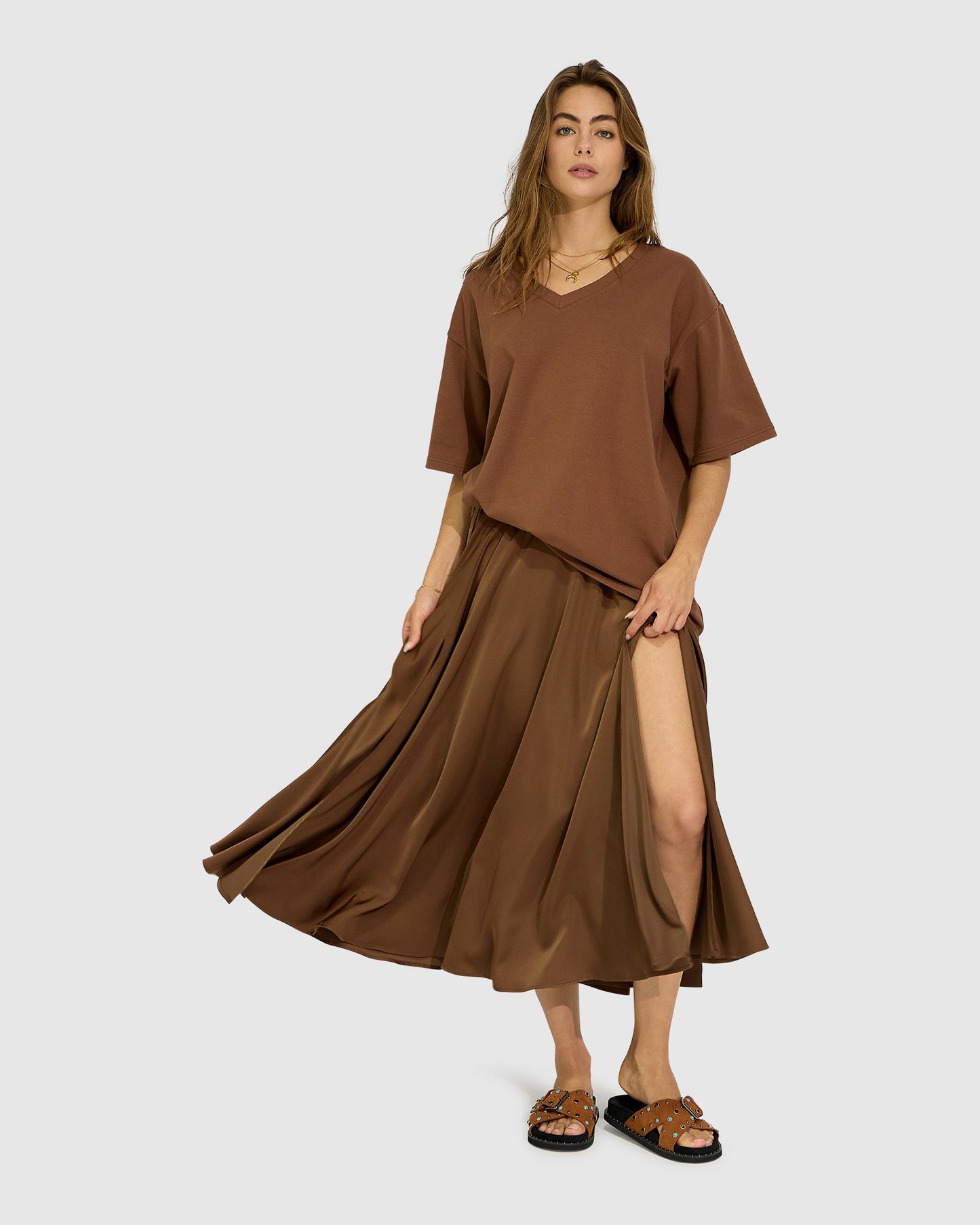 Move with Me Maxi Skirt - Chocolate