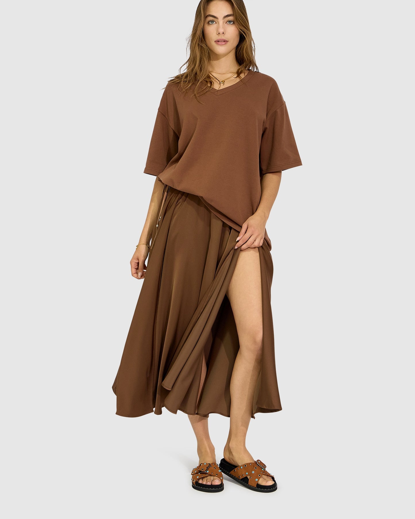 Move with Me Maxi Skirt - Chocolate