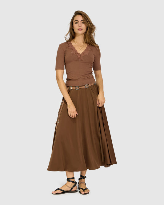 Move with Me Maxi Skirt - Chocolate