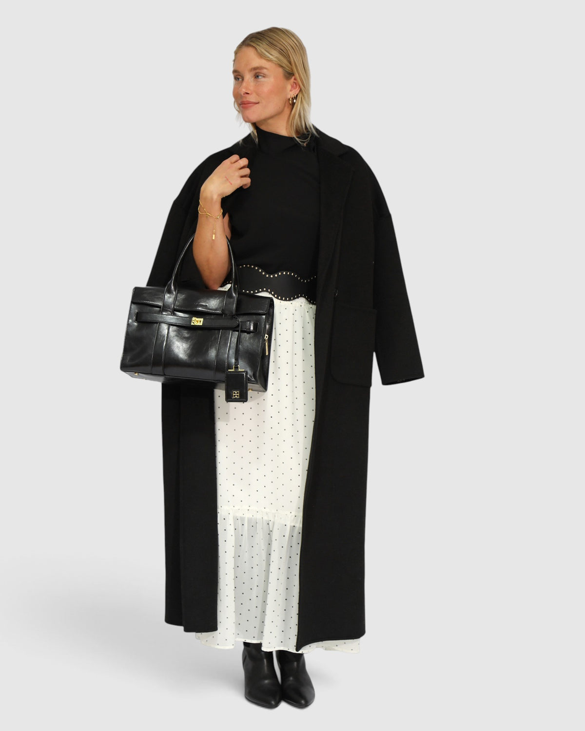 Let It Flow Tiered Maxi Skirt - Cream/Black