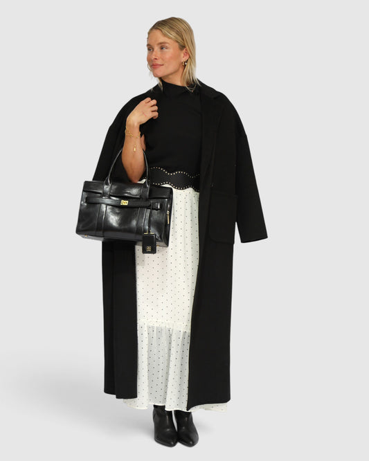 Let It Flow Tiered Maxi Skirt - Cream/Black