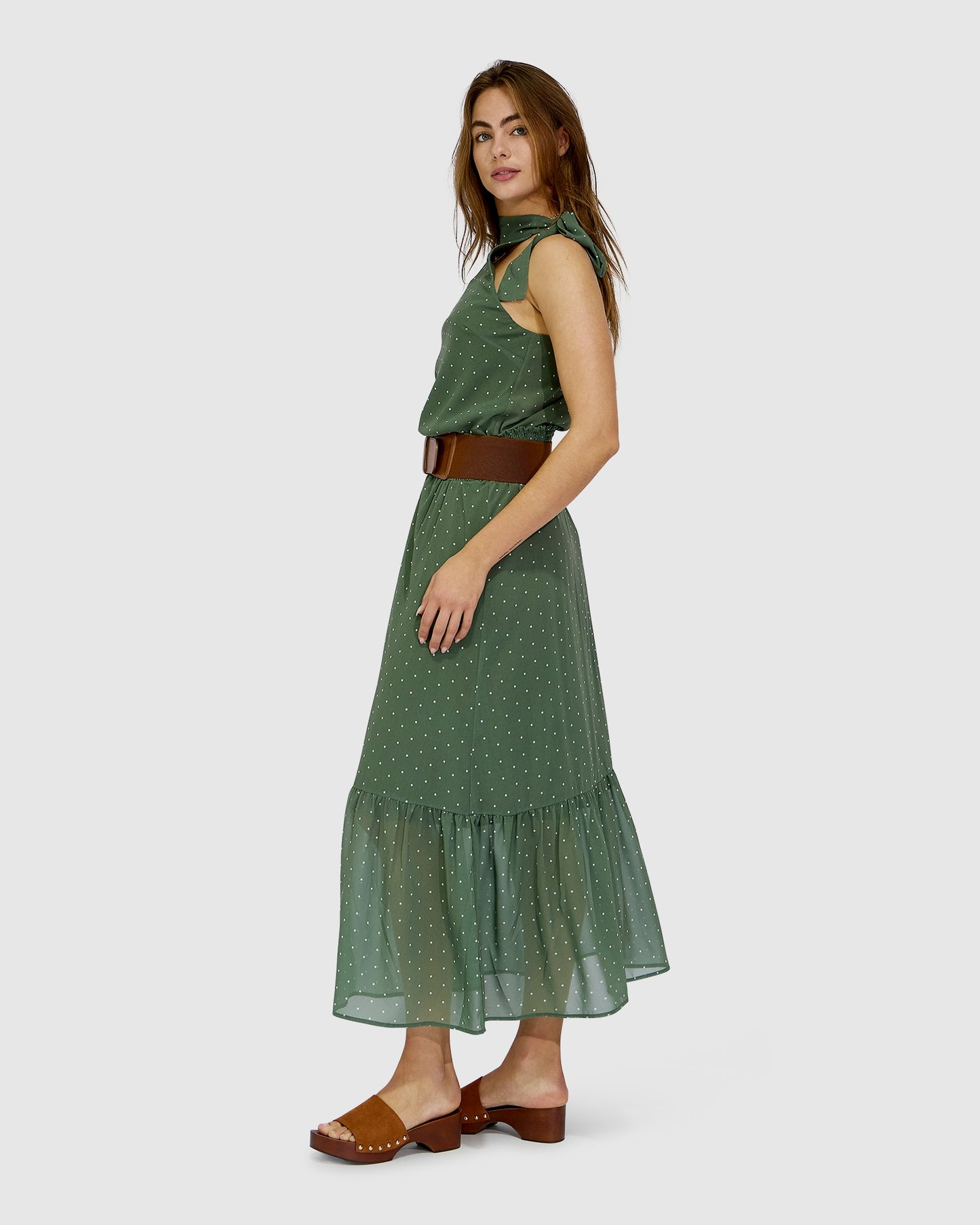Let It Flow Tiered Maxi Skirt - Olive/Ivory