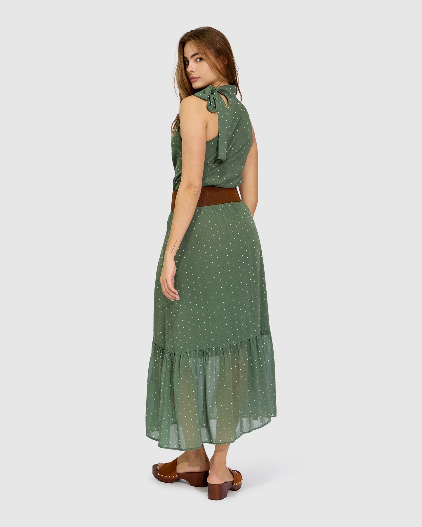 Let It Flow Tiered Maxi Skirt - Olive/Ivory