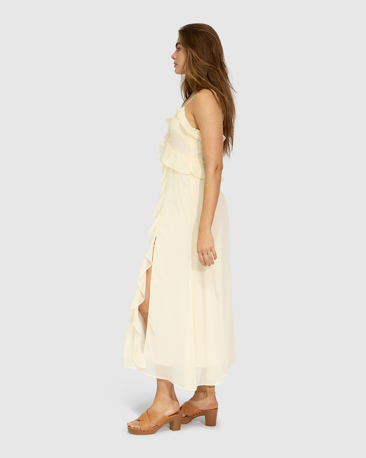 Take Me Away Maxi Ruffle Sundress - Vanilla