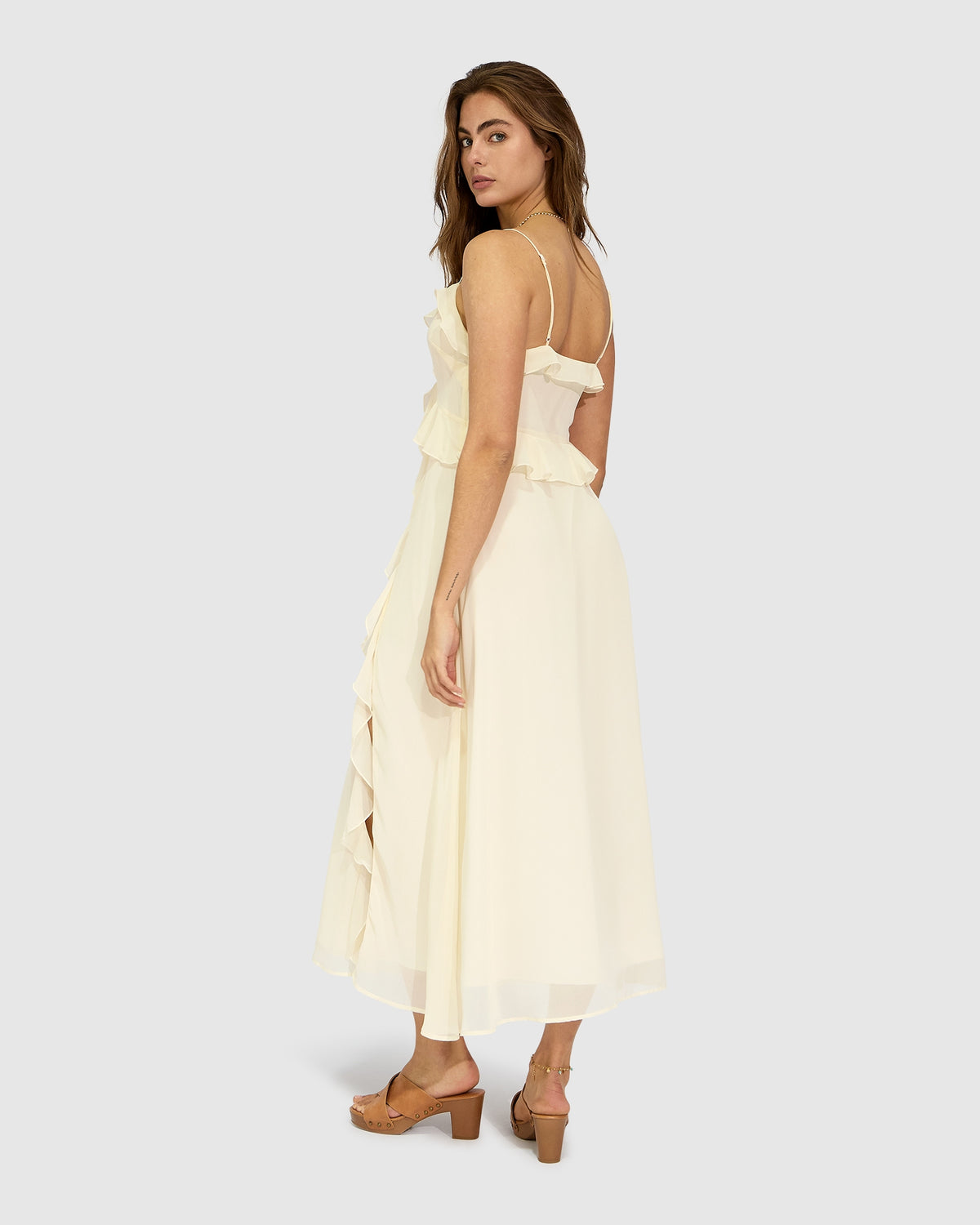 Take Me Away Maxi Ruffle Sundress - Vanilla