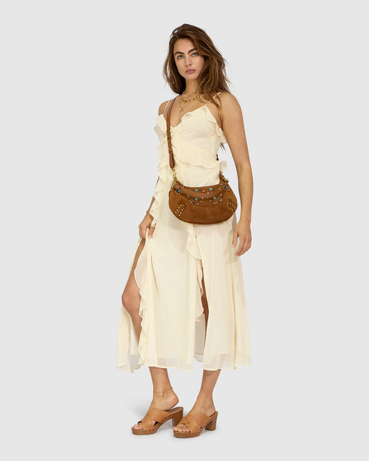 Take Me Away Maxi Ruffle Sundress - Vanilla