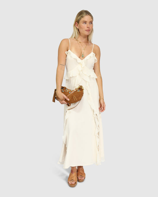 Take Me Away Maxi Ruffle Sundress - Vanilla