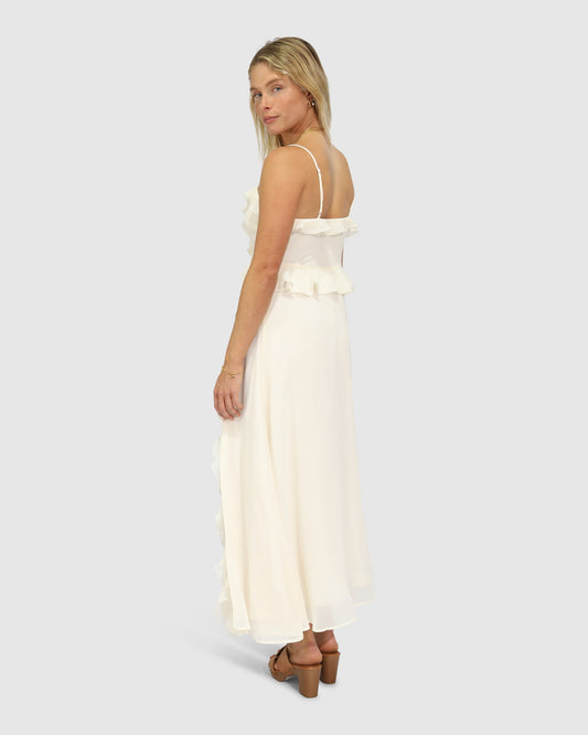 Take Me Away Maxi Ruffle Sundress - Vanilla