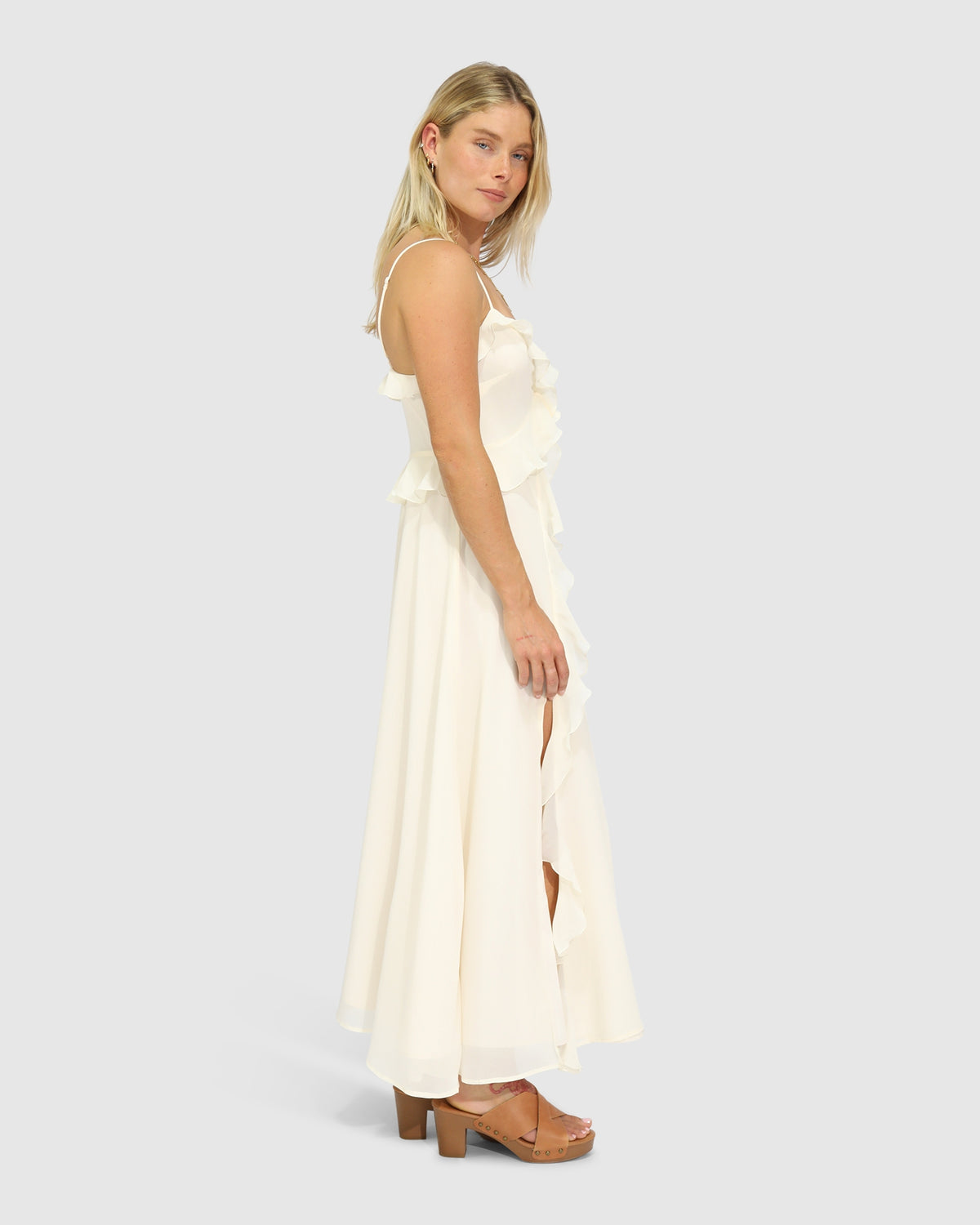 Take Me Away Maxi Ruffle Sundress - Vanilla