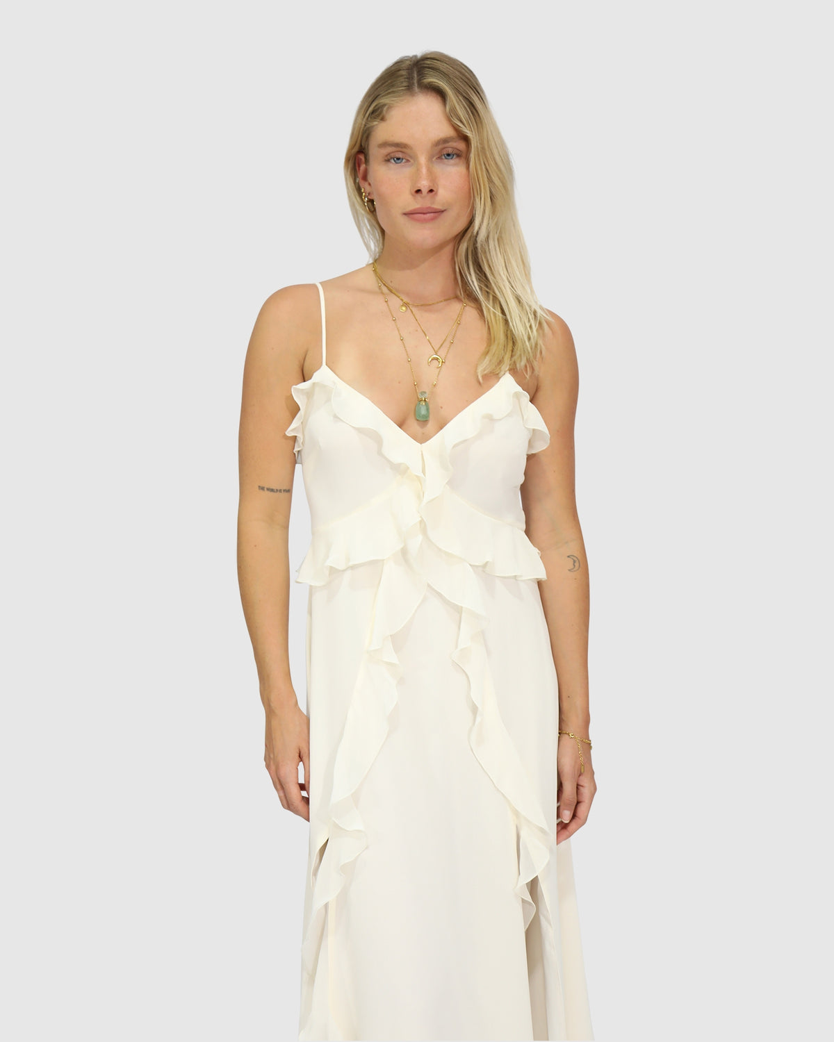 Take Me Away Maxi Ruffle Sundress - Vanilla