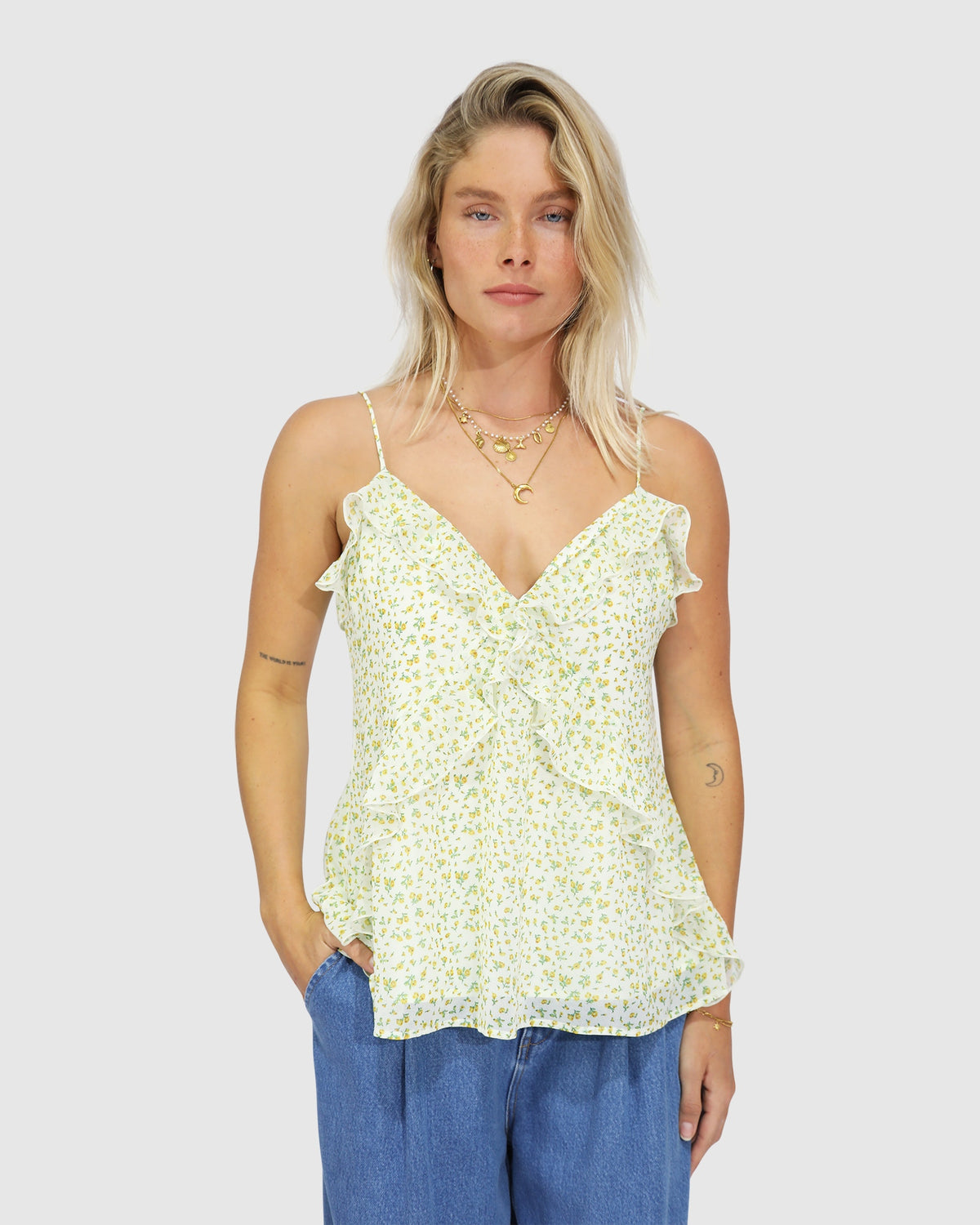 Milkshake Ruffle Cami - Lemon Ditsy