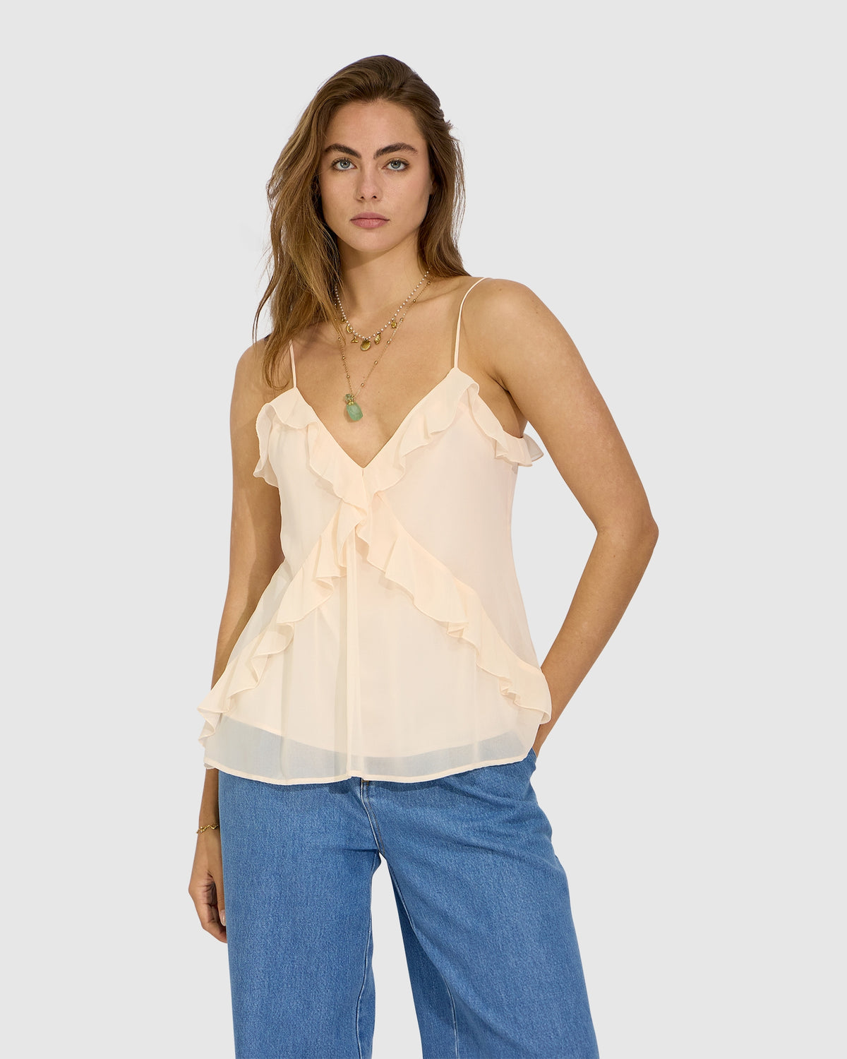 Milkshake Ruffle Cami - Powder Apricot