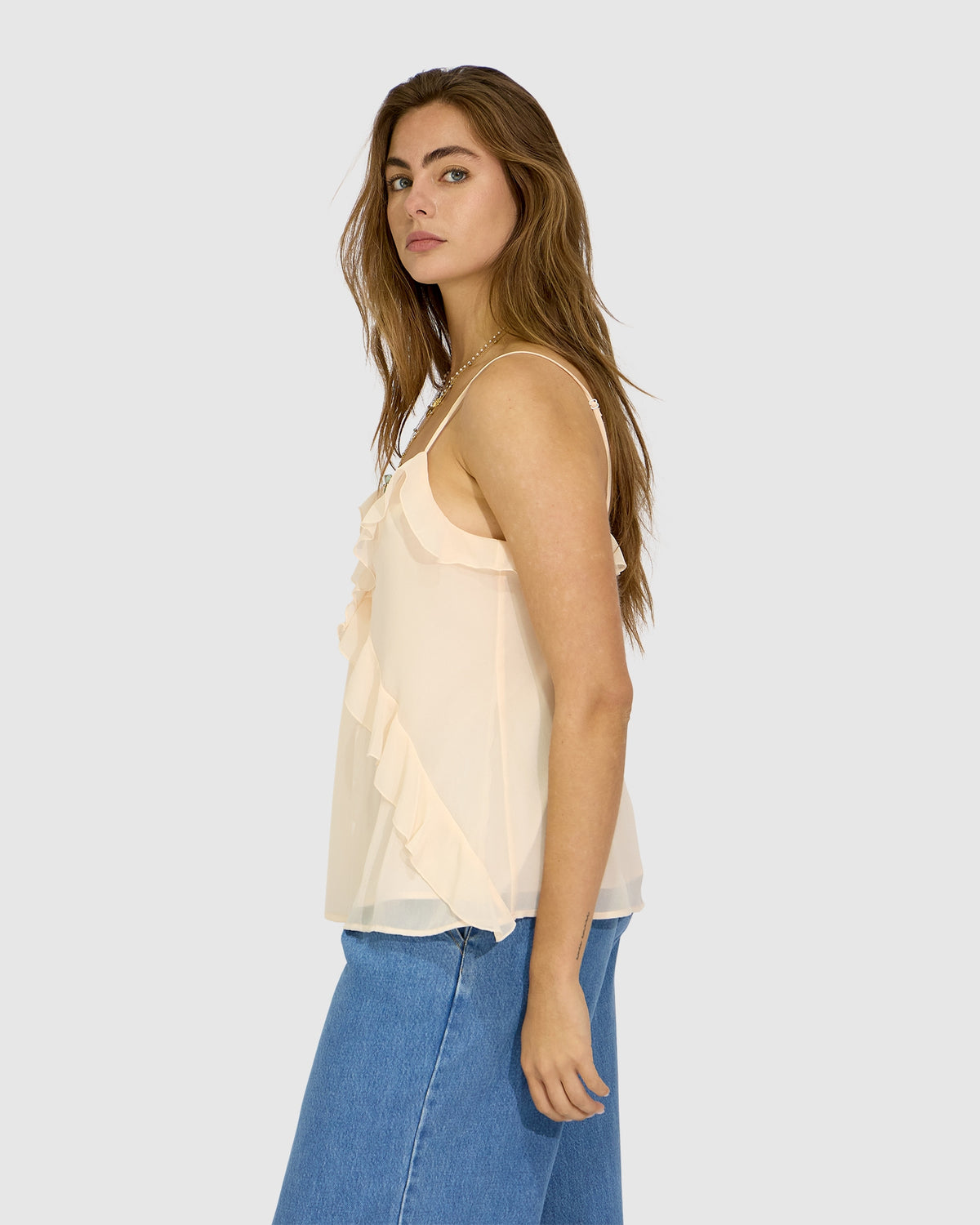 Milkshake Ruffle Cami - Powder Apricot