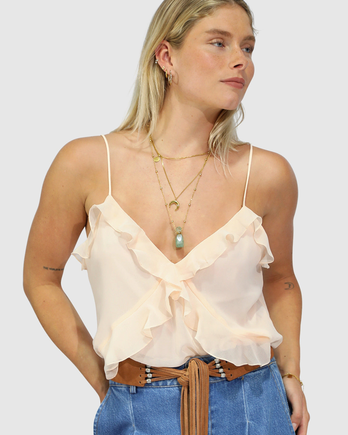 Milkshake Ruffle Cami - Powder Apricot