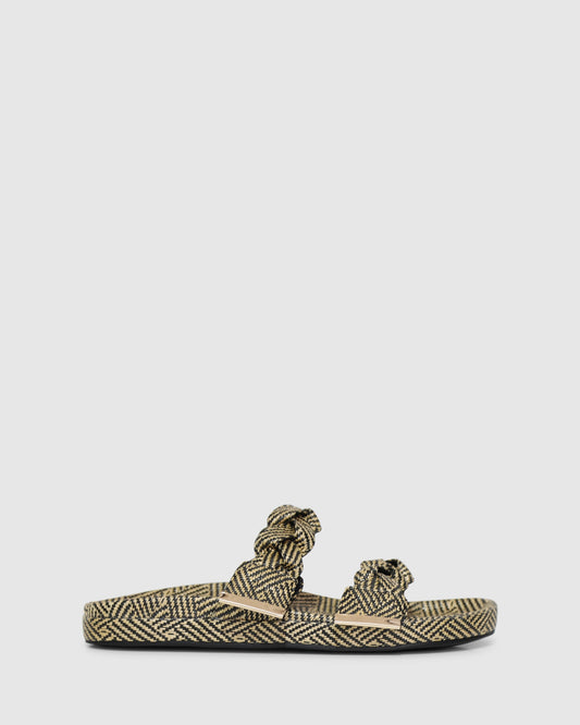 Stay Raffia Slide - Natural/Black