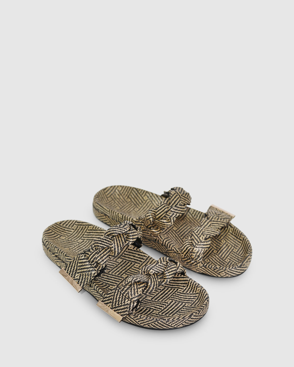Stay Raffia Slide - Natural/Black
