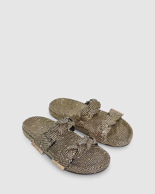 Stay Raffia Slide - Natural/Black