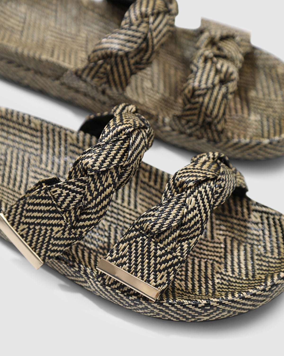 Stay Raffia Slide - Natural/Black