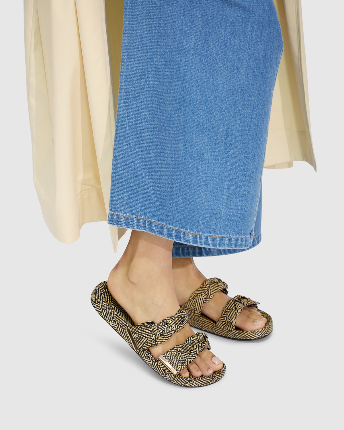 Stay Raffia Slide - Natural/Black