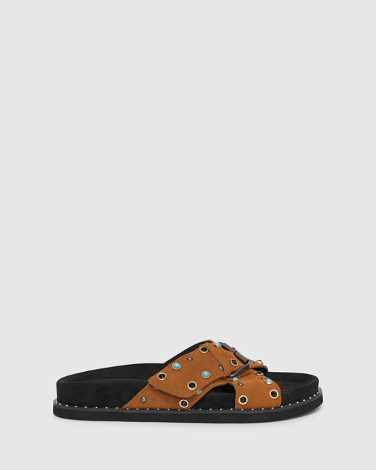 Hear Me Beaded Sandal - Tan/Black