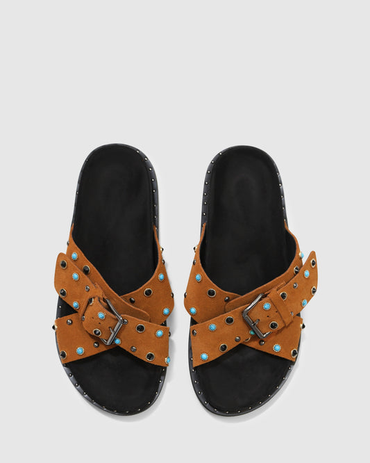 Hear Me Beaded Sandal - Tan/Black